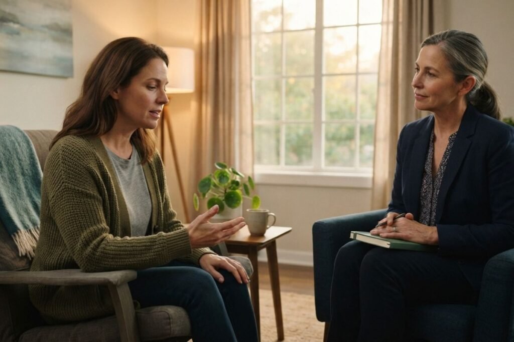 Individual counseling session during residential addiction treatment