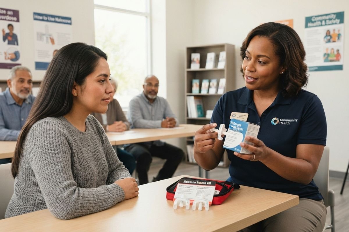 Overdose prevention and naloxone education for prescription opioid addiction treatment