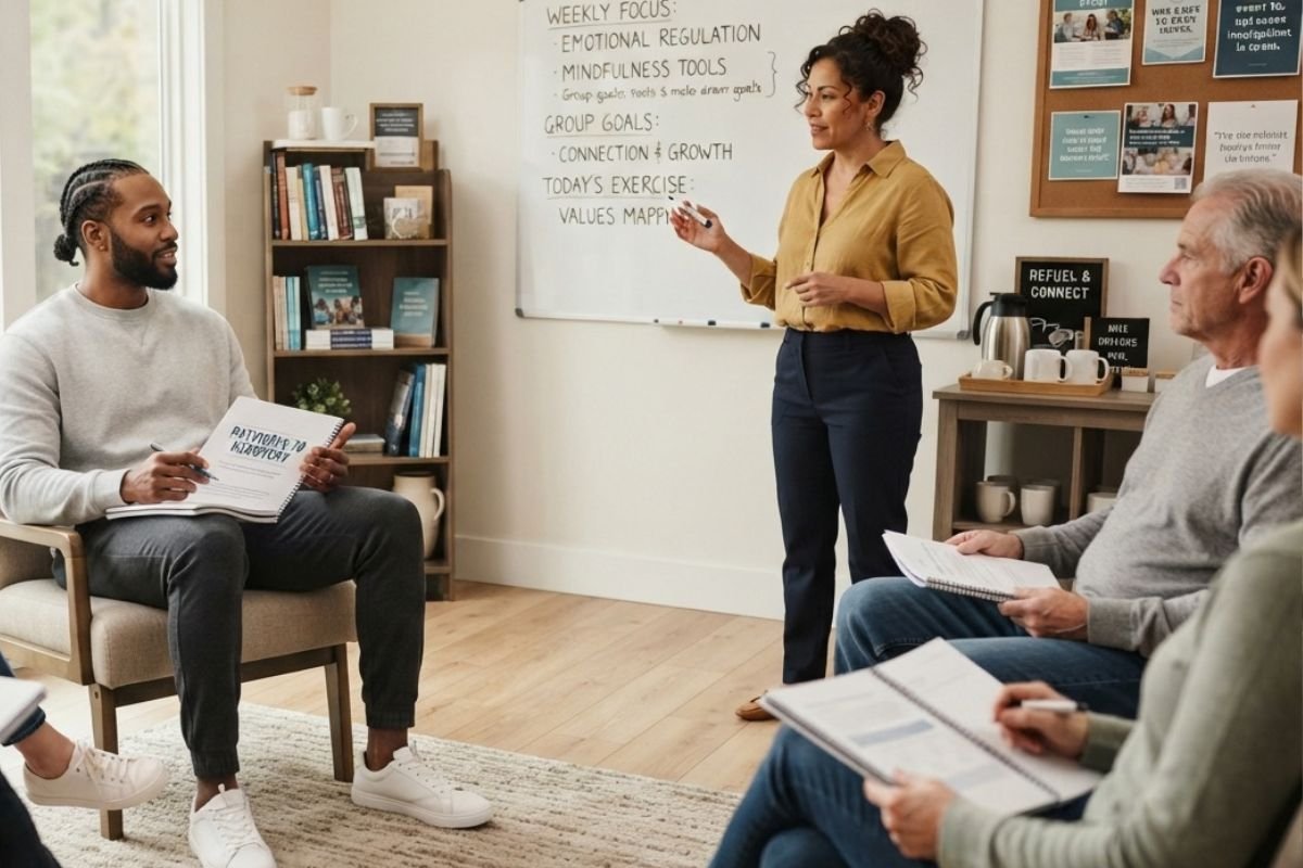 Structured daily schedule in residential addiction treatment